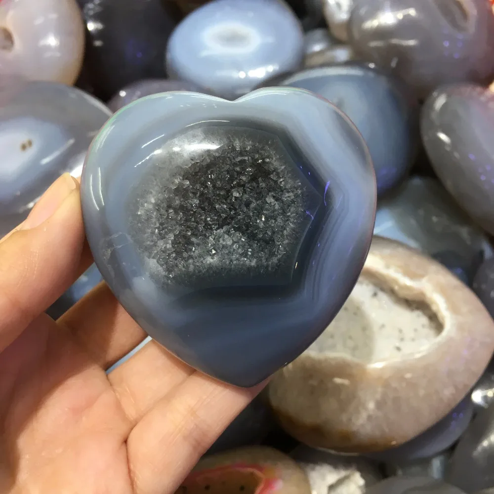 

200g Natural agate geode Crystal gemstone heart meditation reiki healing druzy agate crystal gemstone as gift