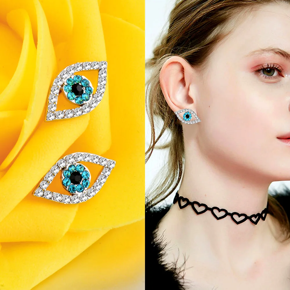 

SINLEERY Turkey Gold Silver Color Blue Evil Eye Crystal Stud Earring For Women Fashion Luck Jewelry Christmas Gifts ES788 SSH