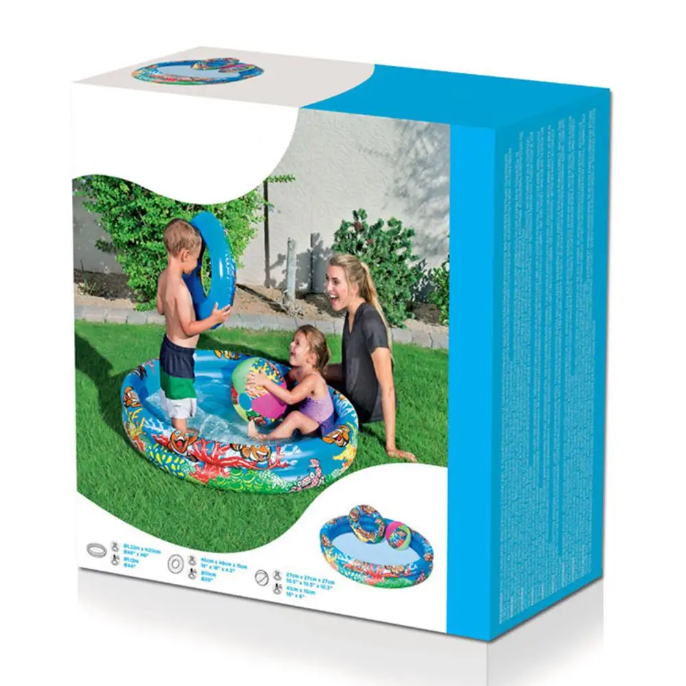 Надувной складной бассейн для плавания с кольцом для плавания с набором пляжных мячей детский коврик для игры в воду коврик для плавания веселые игрушки для ребенка на море