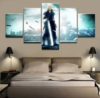

5 Pieces Game Final Fantasy Painting Modern Wall Decorative Draw Canvas Art HD Print Modular Poster For Modern Boys Bedroom