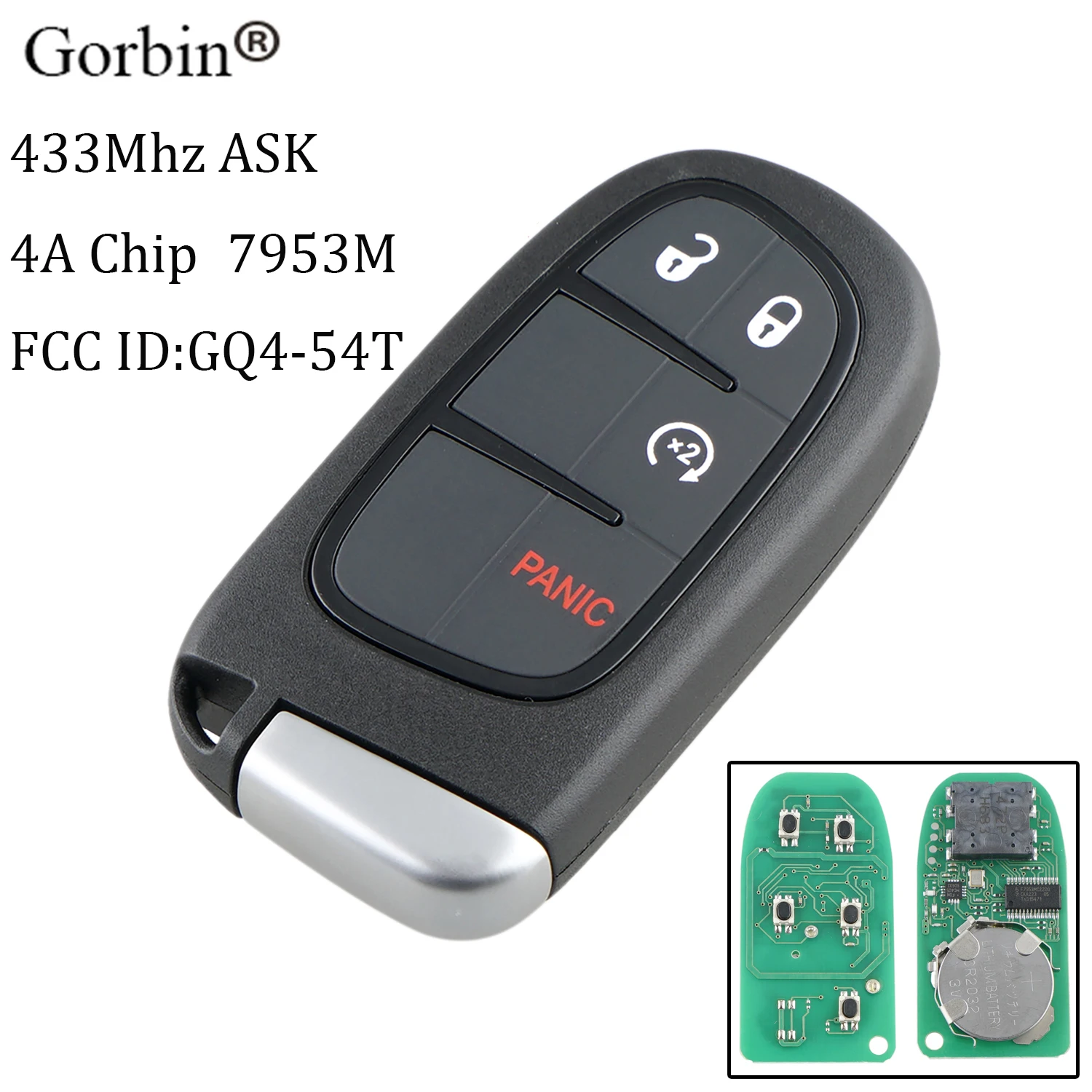 Чип GORBIN 4A PCF7953M для Jeep Cherokee 2014 2015 2016 2017 2018 2019 433 МГц 4 кнопки дистанционного