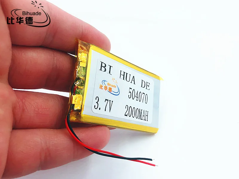 

Li-Po 1pcs Polymer battery 2000 mah 3.7 V 504070 smart home MP3 speakers Li-ion battery for dvr,GPS,mp3,mp4,cell phone,speaker