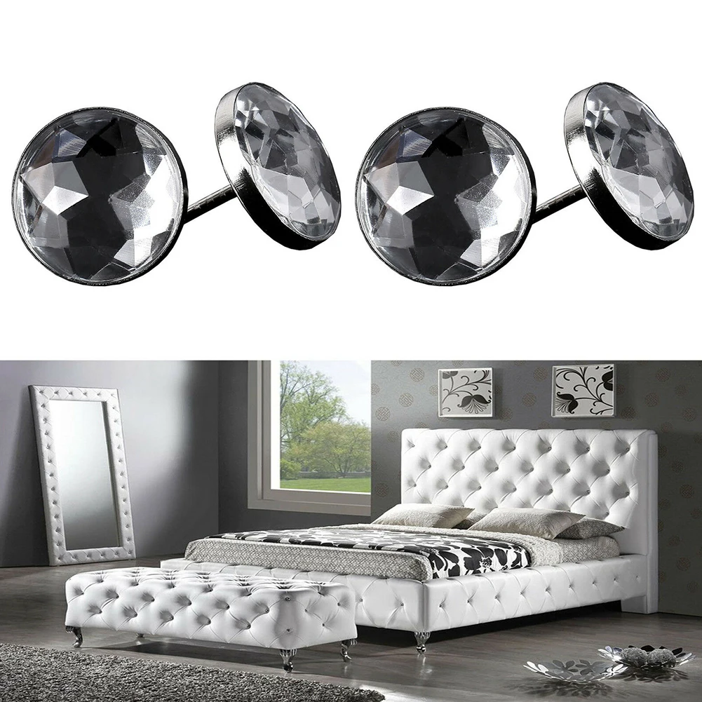 

20pcs Chair Decorative With Back Nail Sofa Headboard DIY Upholstery Artificial Crystal Glass Button Metal Base Craft Accessories