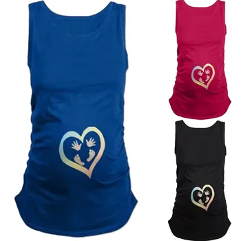 

vetement femme 2019 Women Fashion Pregnancy maternity tops and blouses clothes Printed Sleeveless Pregnancy Vest Blouse Tops