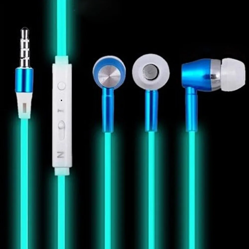 

3.5mm In ear Stereo Luminous Earphones For iPhone Universal Sport Headset Running Super Bass Earbuds earphone For Xiaomi