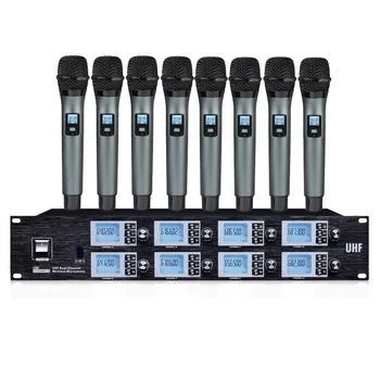 

Bolymic Professional Microphone System Headset Lavalier Handheld Microphone 4 Channel Wireless Mics System