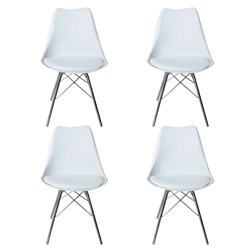 Newest 4 PCS Dining Tulip Chair Metal Legs Loft Lounge Stool Modern Design Padded Seat Chair Exquisite Home Accessories Newest 4 PCS Dining Tulip Chair Metal Legs Loft Lounge Stool Modern Design Padded Seat Chair Exquisite Home Accessories