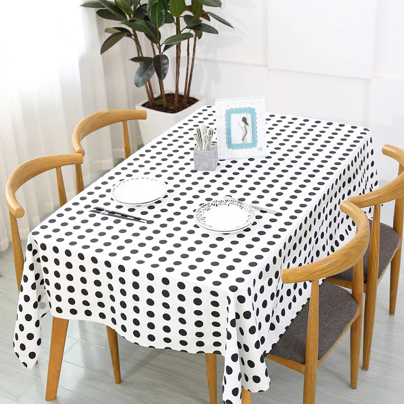 

New product modern simple black and white dot cotton tablecloth rectangular household tea table cloth decorative cover towel