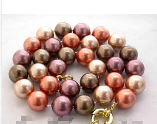

Free shipping >>>>>z1012 17" 12mm round multicoloured south sea shell pearl