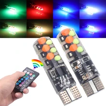 2 шт. T10 W5W RGB светодио дный лампы с дистанционным Управление 12 фишек УДАРА силиконовые оболочки строб вспышки авто настольная лампа Клин автостоянка свет