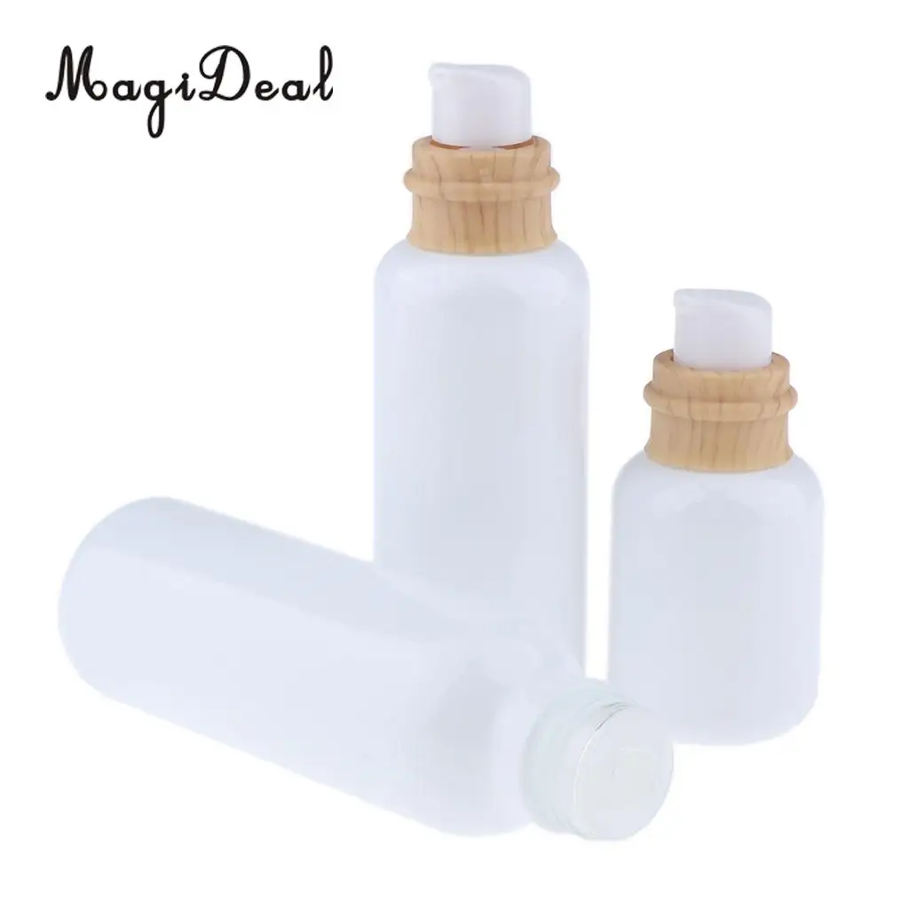 Kesoto 3pcs Empty Glass Makeup Refillable Container Face Cream Pump Bottle for Travel 50ml 120ml 150ml