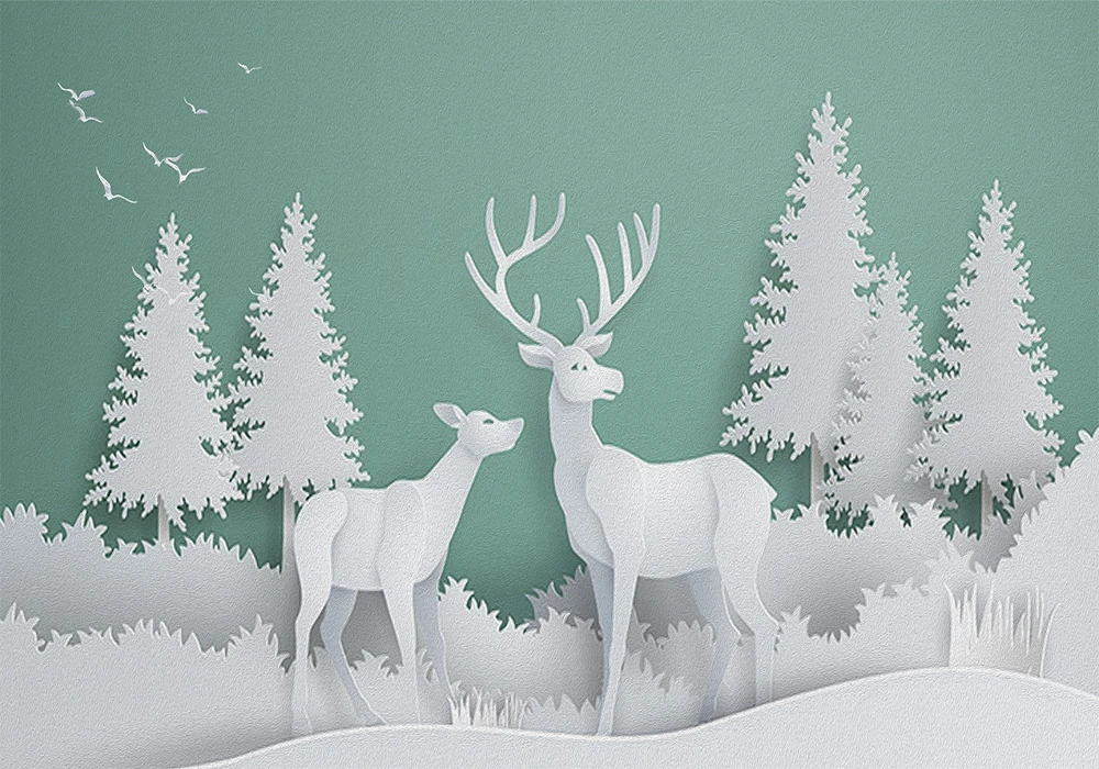 Custom 3d wallpaper modern 3D oil painting forest bird deer + TV background wall - healthy silk waterproof material Custom 3d wallpaper modern 3D oil painting forest bird deer + TV background wall - healthy silk waterproof material