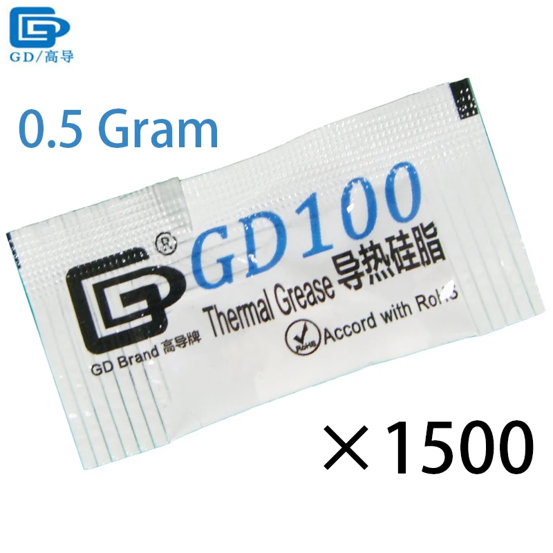 

GD Brand Heatsink Compound GD100 Thermal Grease Paste Silicone Plaster 1500 Pieces Net Weight 0.5 Gram White For CPU Cooler MB05
