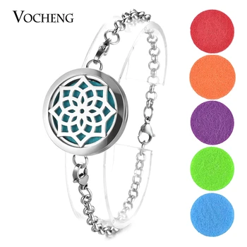 

10pcs/lot Aromatherapy Essential Oil Diffuser Bracelet Flower Stainless Steel Diffuser Locket Bracelet Bangle 2 Styles VA-535*10