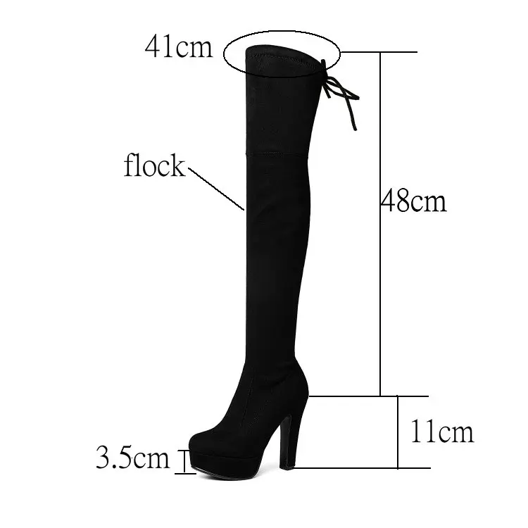 Женские ботфорты на платформе с круглым носком высоком каблуке|thigh high boots|knee bootsover