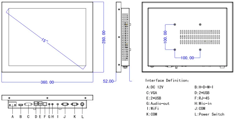 Новое поступление Intel 3337U Indutrial компьютер Touch 15 дюймов linux Все в одном ПК Core i5 с 4 * USB/2 RS232/RJ45/wi fi