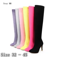 Весенне-осенние женские сапоги выше колена, женские высокие сапоги до бедра на высоком каблуке, маленького размера плюс 32, 33-40, 41, 42, 43, 44, 45