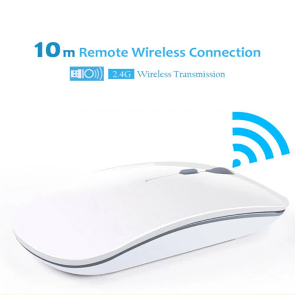 

Wireless USB Mouse Silent Button Ultra Thin USB Optical Mice 1600 DPI For PC 2.4GHz Receiver Rechargeable Lithium-ion Battery