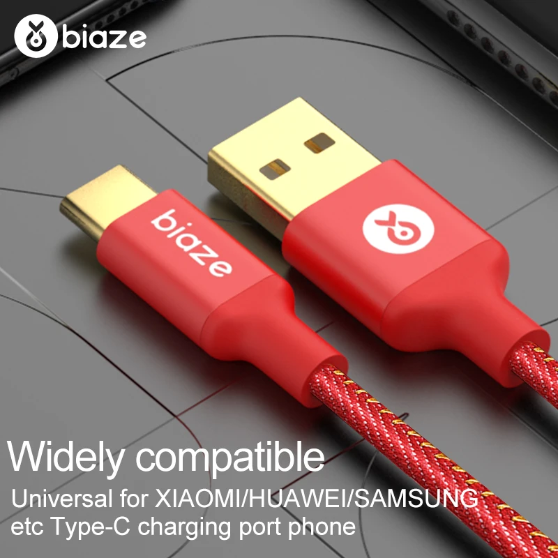 Biaze usb type C кабель для передачи данных Быстрая зарядка usb c кабель type-c USB кабель для зарядного устройства для huawei Xiaomi Mi 8 samsung S9 S8 plus Note 9 8