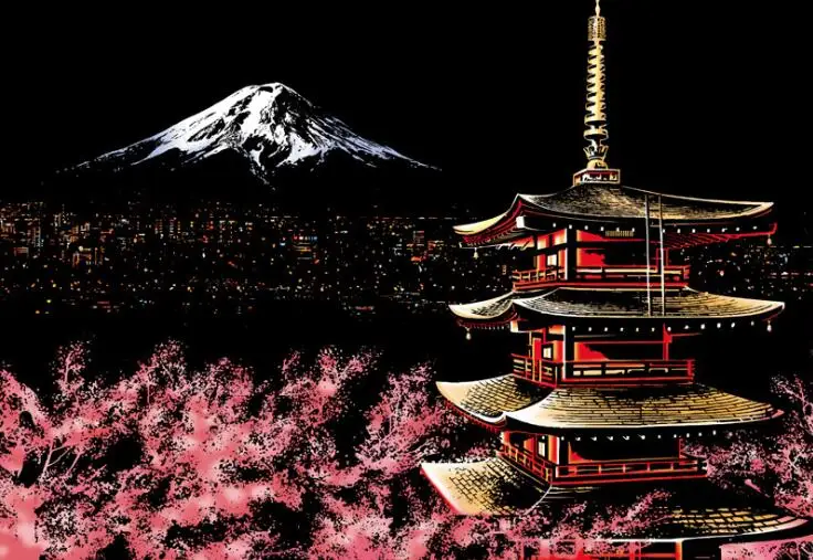 Japan Mount Fuji Colorful City Scratch Painting For Wall Decoration DIY Scratch Picture Crafts Art Scraping Painting Home Decor - Цвет: Japan Mount Fuji