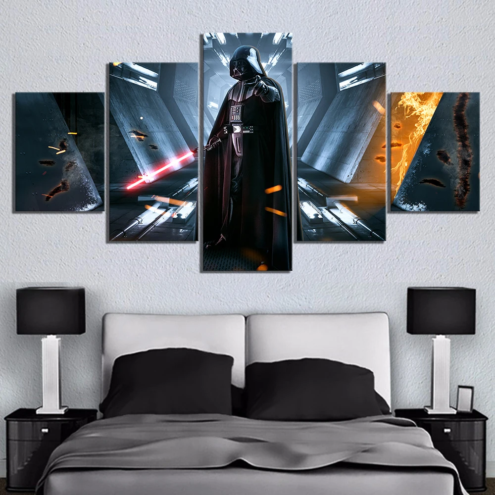 

5 Piece HD Picture Darth Vader Star War Movie Poster Painting Video Game Star Wars Poster Fantasy Art Canvas Paintings for Wall