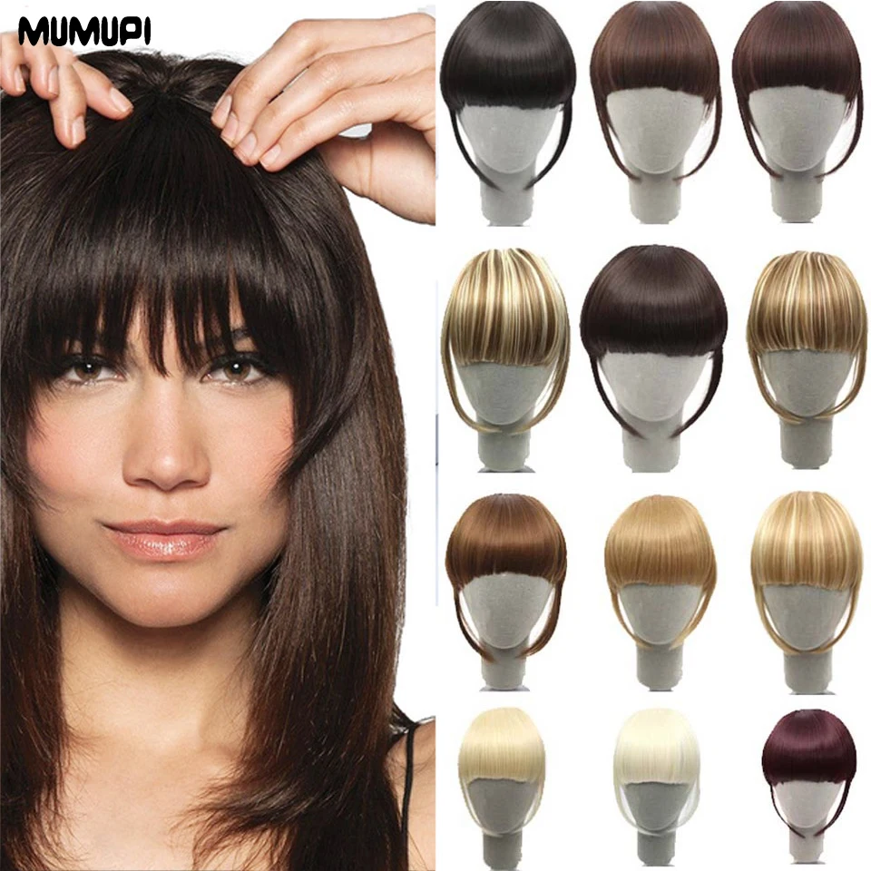 

MUMUP Women Fake Synthetic hair Bangs Extensions False Fringe Clip On Fringe Hair Claws Brown Blonde Fashion Hair extensions