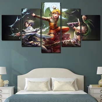 

5 Panels Anime Naruto Swordsmen Poster Wall Art Home Decorative Modular Pictures Framework High Quality Canvas Print Painting