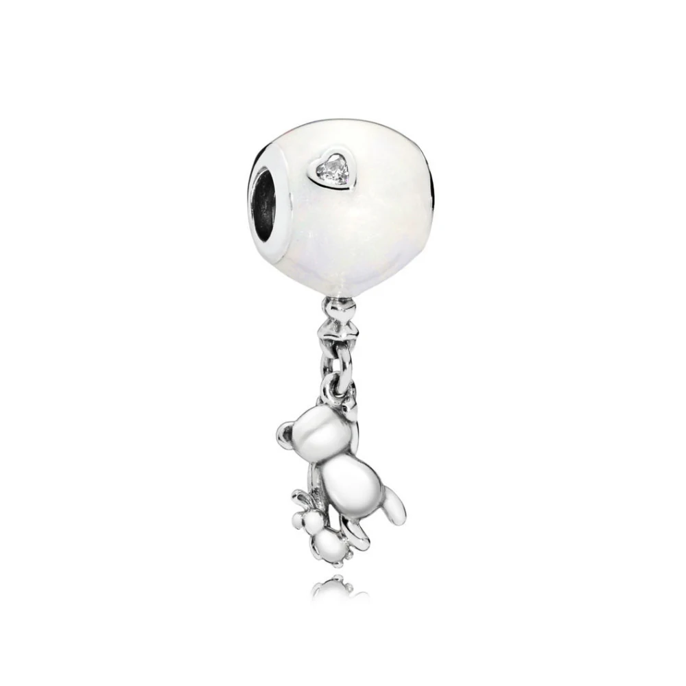 

NEW 100% 925 Sterling Silver Bear and Balloon Charm Hanging Charm love balloon and cute bead Fit DIY bracelet jewelry