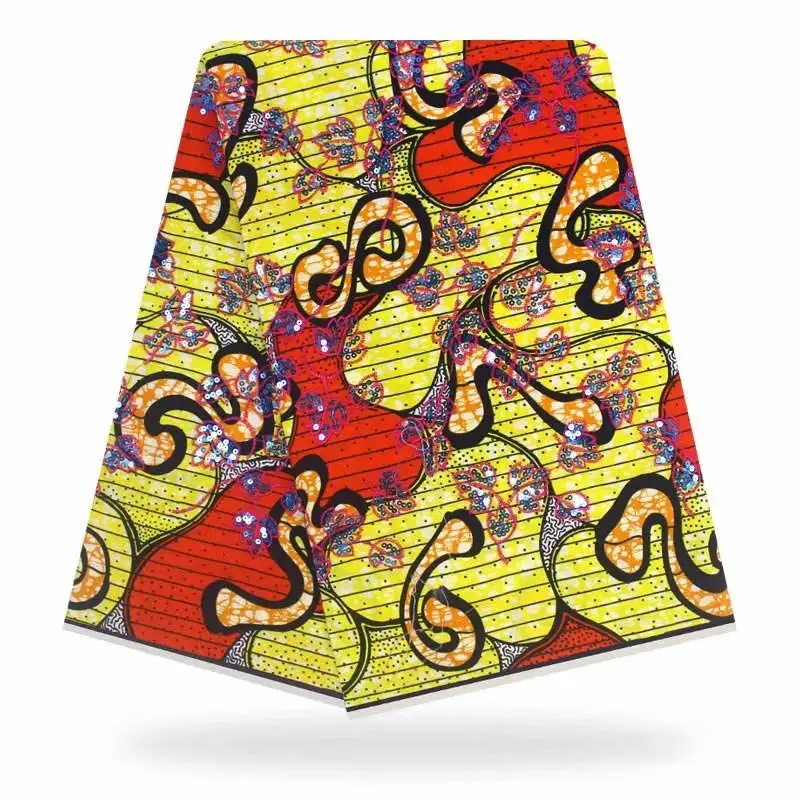 

YBG!African Holland Wax Fabric High Quality Cotton Dutch Wax With sequins Veritable Real Print Wax Fabric in 6 yards ! J41670