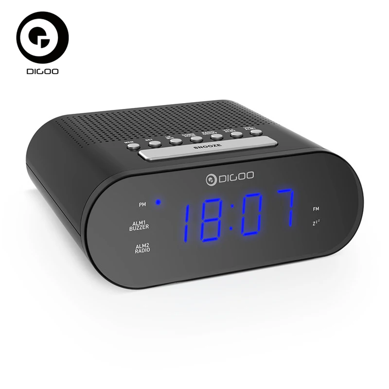 

DIGOO DG-FR200 Smart LED Multi-function Digital Display Alarm Clock with FM Radio Adjustable Volume Dual Daily Alarms