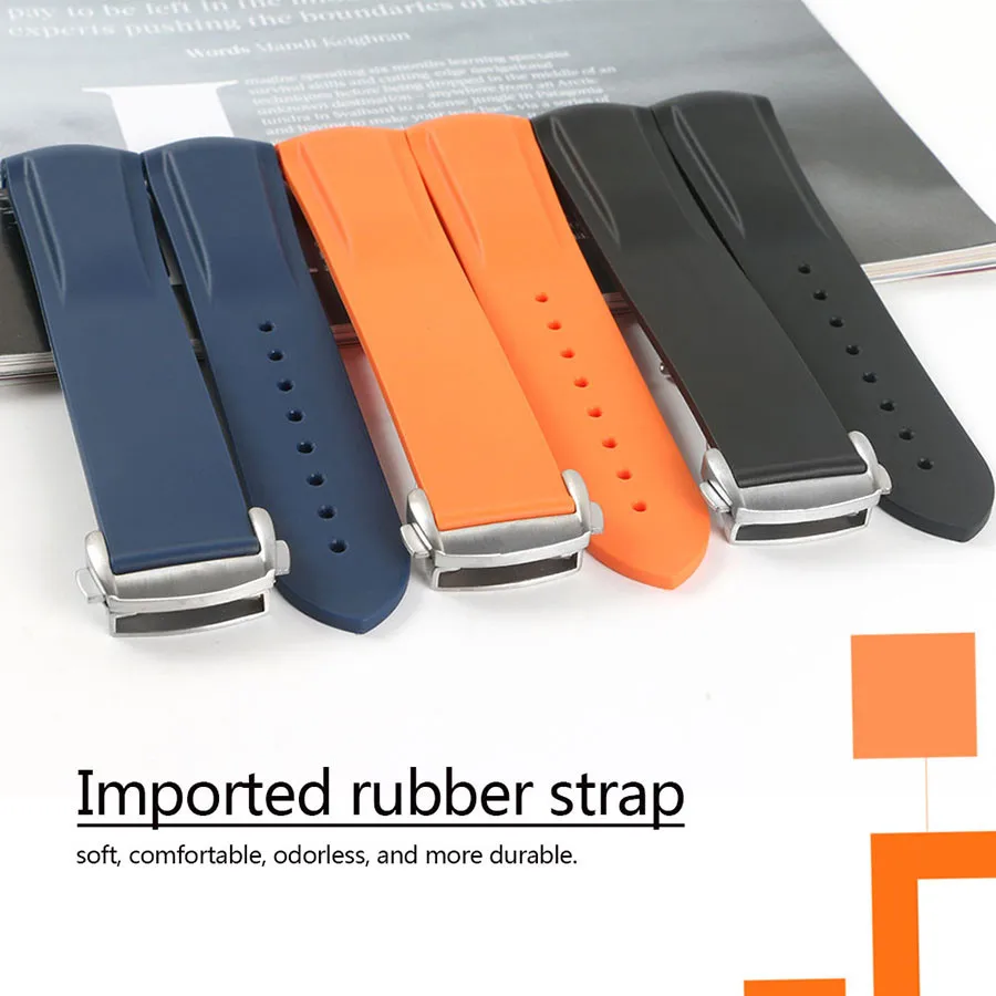 Online Wasserdicht Armband Gummi Silikon Strap für Omega AT150 20mm 22mm Meer Master 300 Schwarz Blau Ozean Sport Mann 8900 + werkzeuge