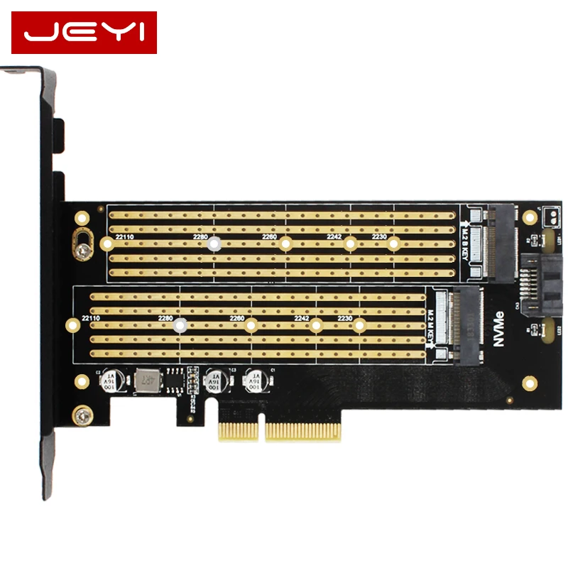 JEYI SK7 M.2 NVMe SSD NGFF для PCI-E X4 адаптер M ключ B ключ двойной интерфейс карты Suppor PCI Express3.0 двойное напряжение 12v+ 3,3 v SATA3