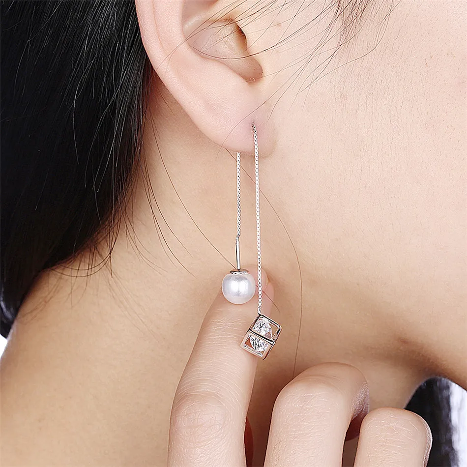 925 sterling silver Pearl dangle Earrings   (7)