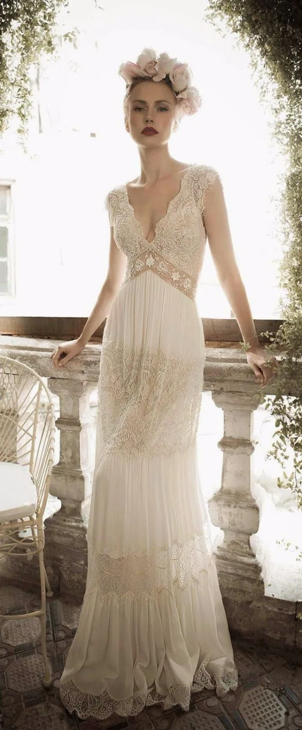 Aliexpress.com : buy bohemian style wedding dresses sleeveless v ...