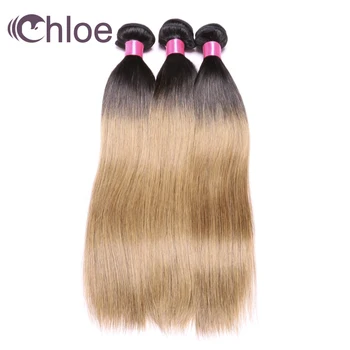 

Chloe Ombre Hair Brazilian Straight Hair 3 Bundles Two Tone 1B/27 Ombre Human Hair Extension 10-26inch Honey Blond Non-Remy Hair