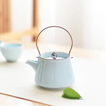 

210ML Brief Solid Color Ceramic Porcelain Ti Liang Pot Handmade Tieguanyin Oolong Flower Tea Kettles Home Drinkware Teapots Gift