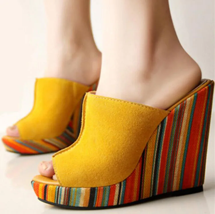 Sandals 2017 PigSkin High Platform Shoes Fashion Women Summer Slippers Genuine Leather Women Shoes Plus Size 30-43 Slides Heel (2)