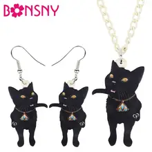 Комплект украшений Bonsny из акрила ожерелье и сережки с гордом