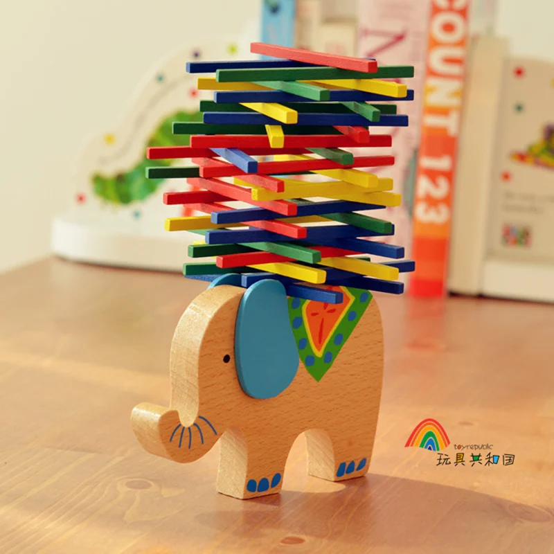 

Balance Wooden Toys CN01 Children Do It Puzzle Parent-Child Game Elephant Balance 014