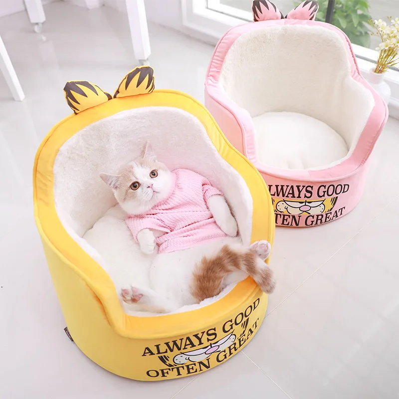 cheap Soft warm dog pet sofa Bed House for small dog Fleece indoor Dog cave bed mat cushion small cat sleeping bag house nest