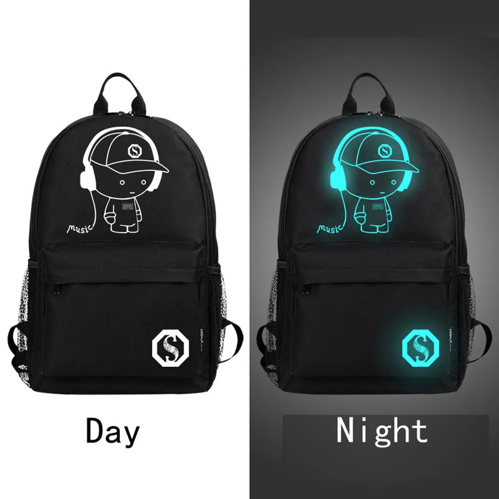 Унисекс Рюкзак фосфоресцирующий мультфильм для мужчин женщин подростков школьный рюкзак ночное освещение сумки элегантный дизайн рюкзак# YL5