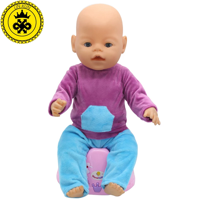 43cm Baby Born Zapf Doll Clothes Purple Shirt Blue Trousers Set Princess Dress Zapf Doll Accessories
