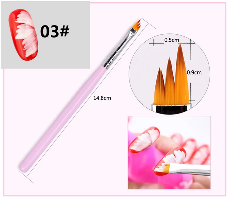 Modelones 8 шт./лот, ручка для рисования цветов, художественная кисточка для ногтей, инструменты в форме Луны, французская ручка, градиентный лак для ногтей