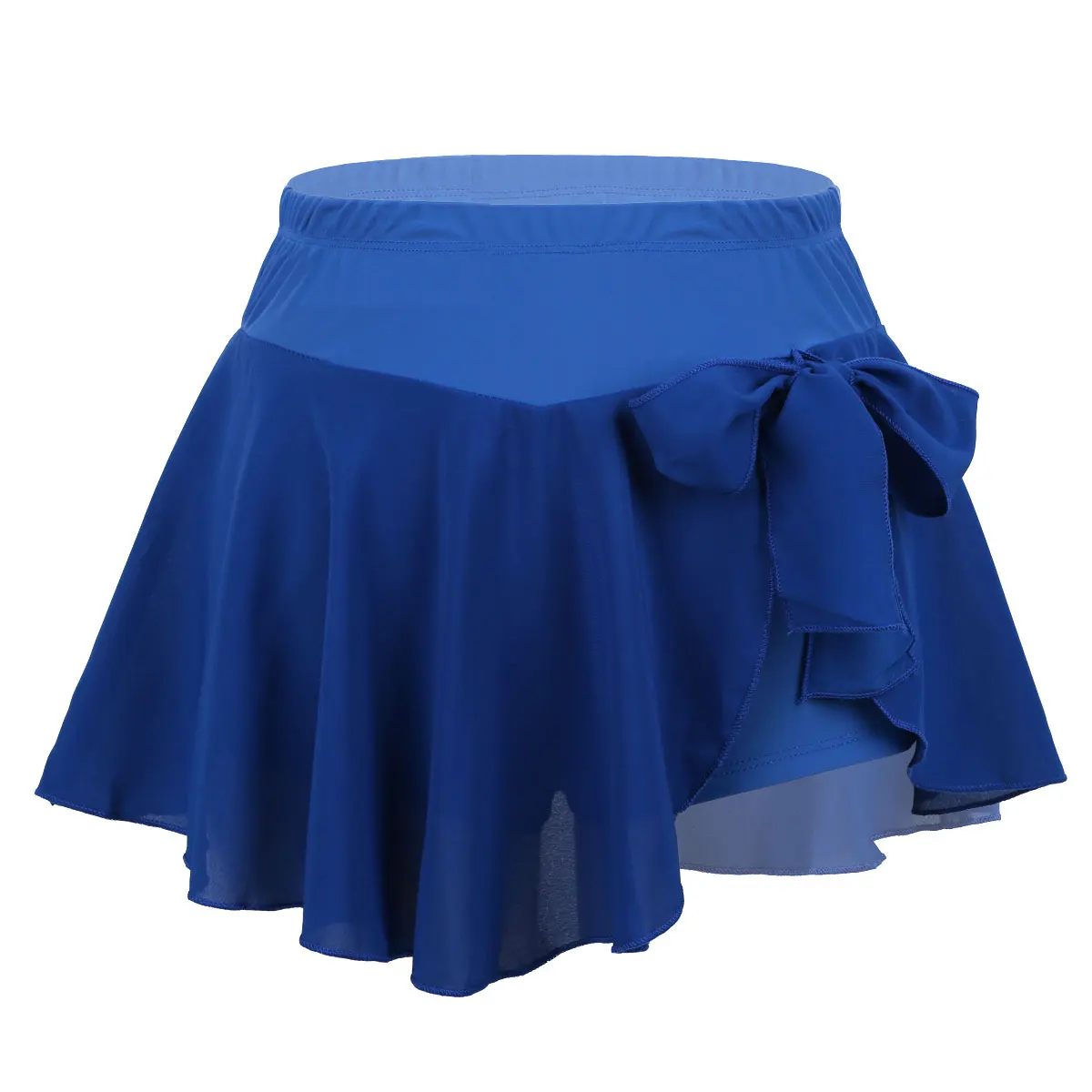 Blue Женская, для взрослых, для фигурного катания, для танцев, мини, шифоновая, короткая юбка, для балета, Одежда для танцев со встроенными трусиками, гимнастика, ледяные юбки для конькобежцев - Цвет: Blue