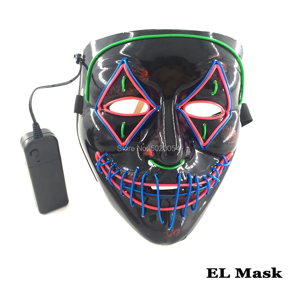 Newest Design Costume Props Glowing Light Up Mask Halloween Men Women Scary EL Mask Neon Led Flashing Mask