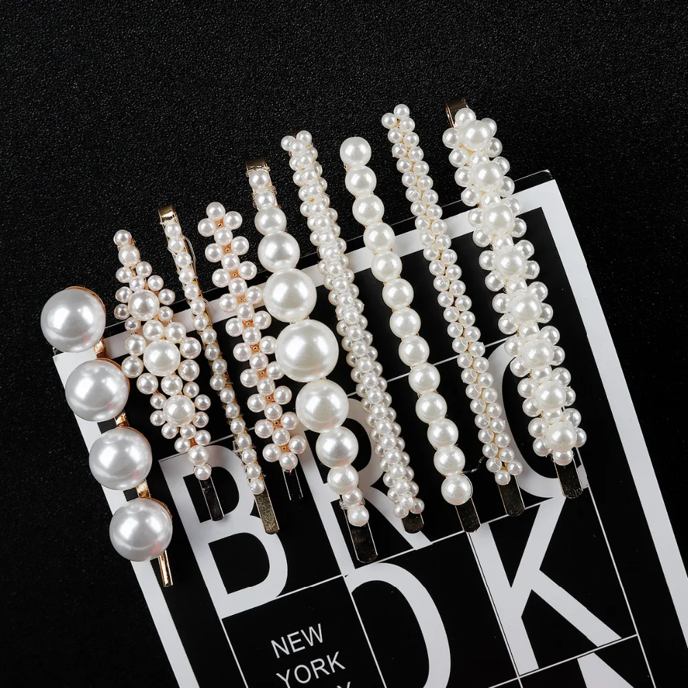 

New Fashion Women Pearl Hair Clip Snap Hair Barrette Stick Hairpin Hair Styling Accessories For Women Girl Wholesales