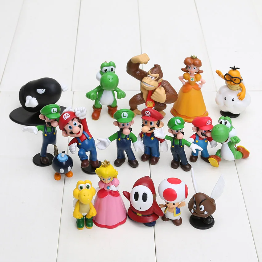 

Wholesale 18PCS Super Mario Bros 1-2.5" Figure Toy Doll Super Mario Brothers Fun Collectible PVC figures Super mario Figure toy