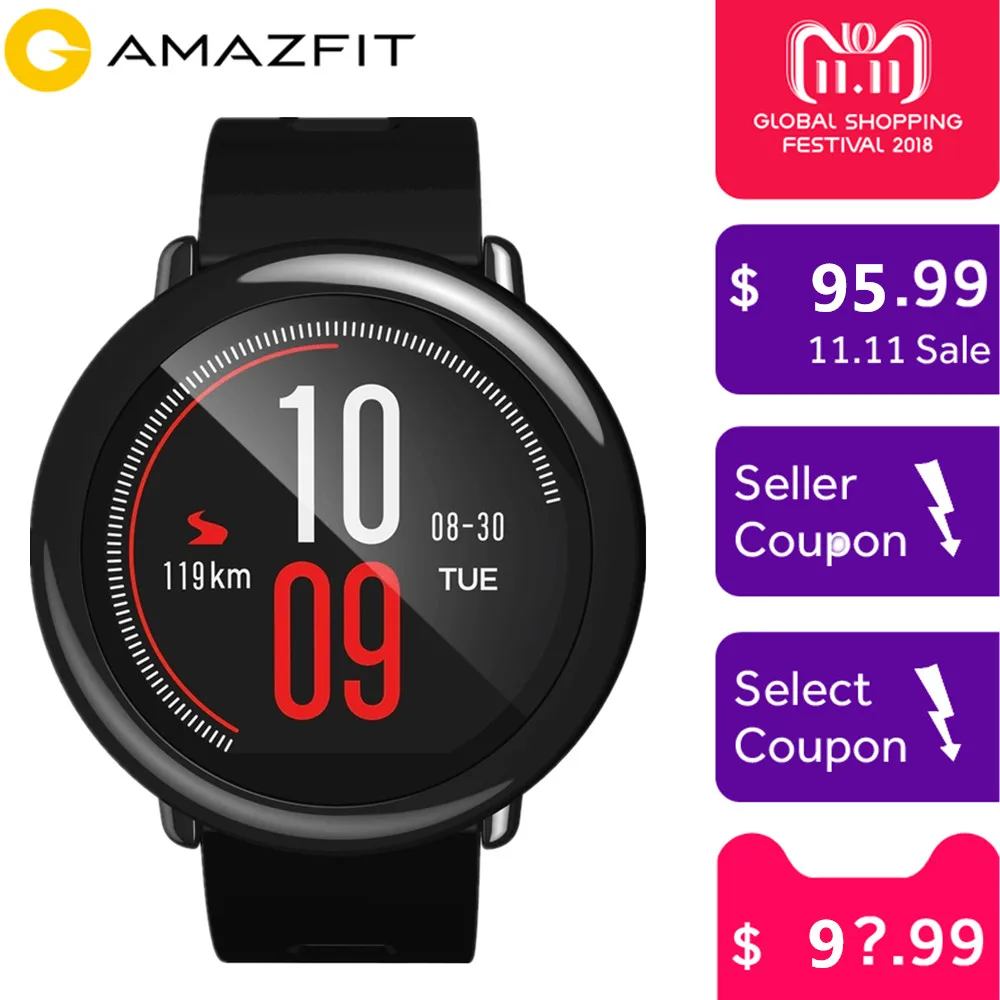 

Original Xiaomi Huami AMAZFIT Sports Smartwatch Bluetooth 4.0 Heart Rate Monitor GPS Pedometer Smart Watch GPS Support Alipay