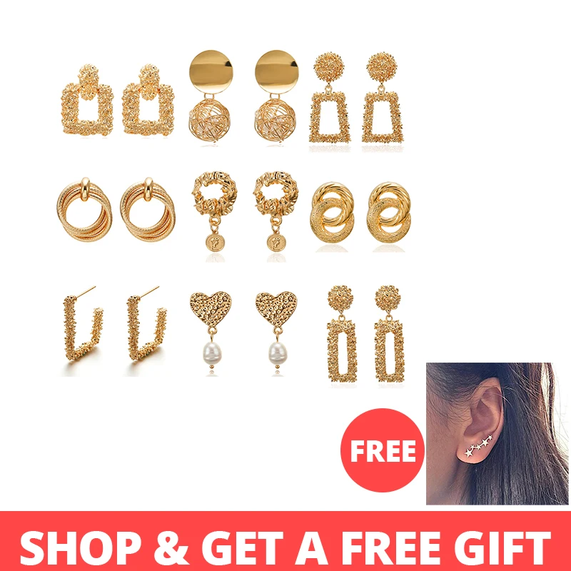 

Fashion Statement Vintage Earrings 2019 Big Geometric earrings For Women Hanging Dangle Earrings Drop Earrings modern Jewelry
