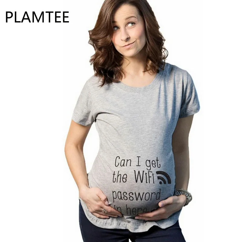 PLAMTEE Summer Funny Maternity Clothes Baby Shirts Letter Printed T